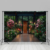 Aperturee - Aperturee Wooden Courtyard Floral Bright House Spring Backdrop
